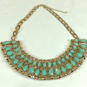 18” Ann Taylor gold tone & turquoise color